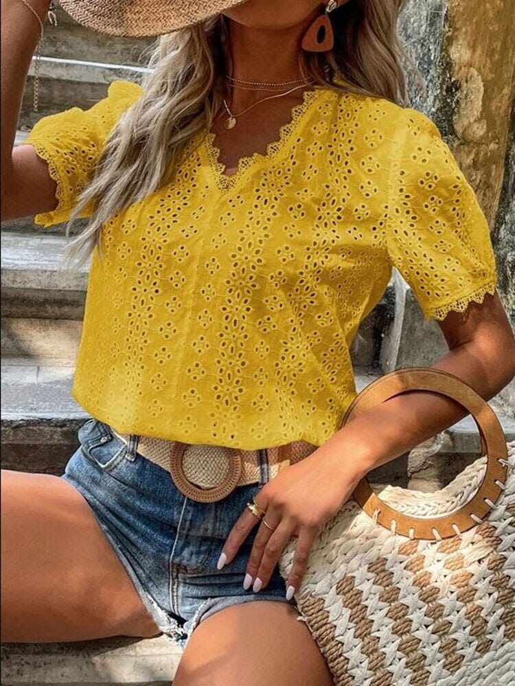 Blusa Feminina gola V - Lese Charlote