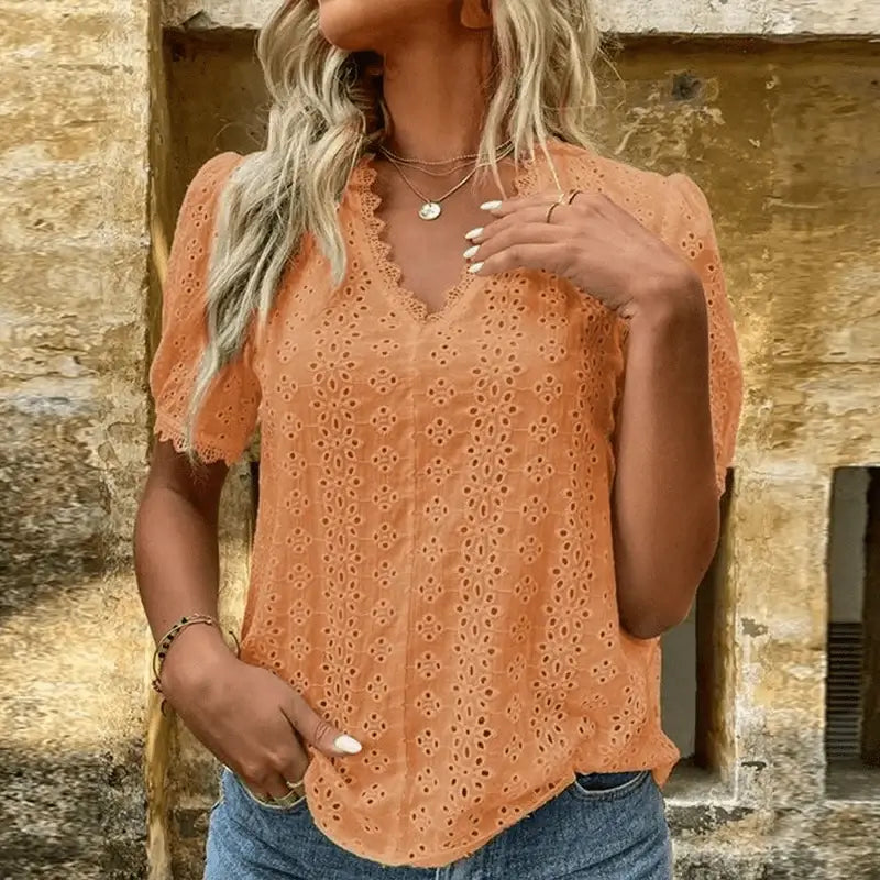 Blusa Feminina gola V - Lese Charlote