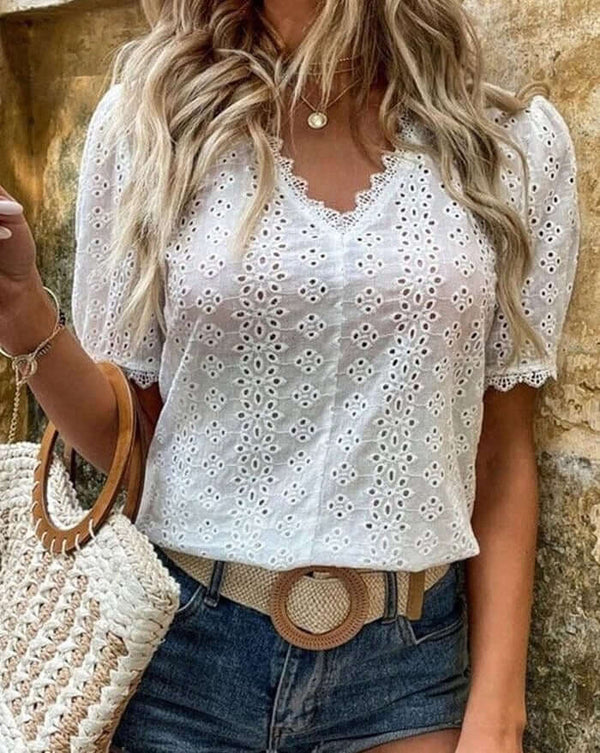 Blusa Feminina gola V - Lese Charlote