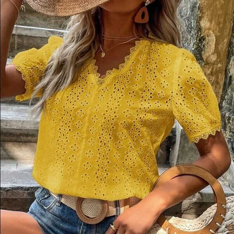 Blusa Feminina gola V - Lese Charlote