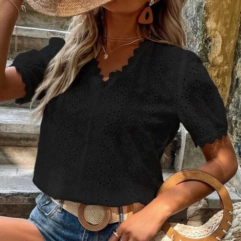 Blusa Feminina gola V - Lese Charlote