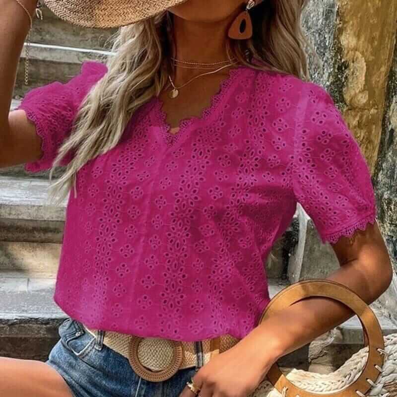 Blusa Feminina gola V - Lese Charlote