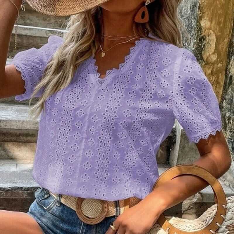 Blusa Feminina gola V - Lese Charlote